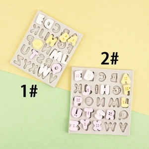 Stampo Silicone Alfabeto 26 Lettere Inglesi Motivo Bottone Decorazione Torta Fondant Cioccolato Cottura Argilla DIY