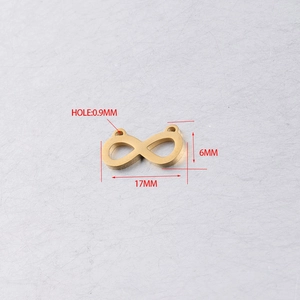 Gepolijst goud infinity symbool 17x6mm met 0,9mm gat voor DIY sieraden maken
