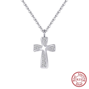 Collier croix en argent sterling S925 serti de zircons brillants pour femmes et hommes