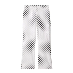 Women's 2025 autumn casual high-waisted polka dot flare pants in white and black