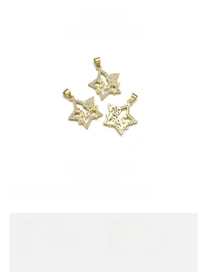 Detail of 18K gold-plated star pendant with Mama lettering and pavé zircon stones