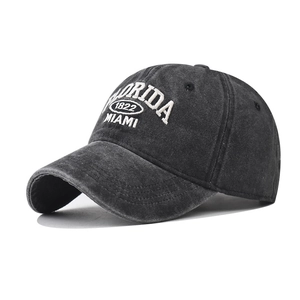 Florida Miami 1822 Embroidery Washed Cotton Baseball Cap Vintage Distressed Adjustable Sun Protection Hat For Men Women