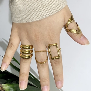 Edelstahl Ring Für Damen Minimalistisch Geometrisch Welle Verstellbar Gold Silber Farbe Nischen Design Schmuck