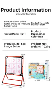Detailed view of Water & Land 2-in-1 Toss Game Stand with dimensions and packaging