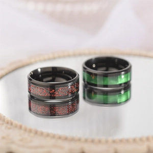 Men's Titanium Steel Ring Celtic Dragon Pattern Inlaid Shell Texture Stainless Steel Band Ring Punk Fashion Jewelry Gift