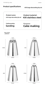 Detailed dimensions of 25mm stainless steel piping nozzles for cake decorating tools