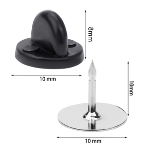 Black PVC rubber pin backs and silver metal pins for DIY brooch making 10mm size