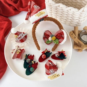 Ensemble festif de pinces à cheveux de Noël et bandeau pelucheux avec nœud rouge et étoile