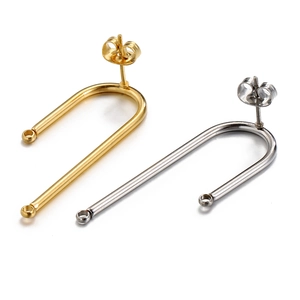 Minimalist U-shaped stainless steel stud earring connectors in gold and silver finishes