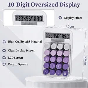 Purple gradient mechanical button 10-digit LCD calculator with white ABS body