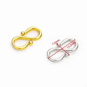 Gold and silver stainless steel S-shape jewelry connectors in 7.2mm x 13.2mm size