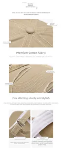 Detail view of khaki cotton baseball cap showing quality stitching and adjustable metal buckle