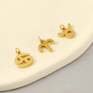 Zodiac Sign Pendant 18k Gold Plated 304 Stainless Steel Hollow Constellation Charms DIY Jewelry Making Women Men