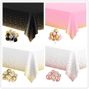 Polka Dot Disposable Tablecloth PE Plastic Waterproof Party Tablecover For Birthday Wedding Celebration Elegant Bronzing Pattern