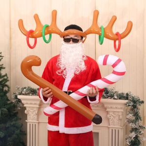 Inflatable reindeer antler hat and ring toss game set for festive Christmas party fun