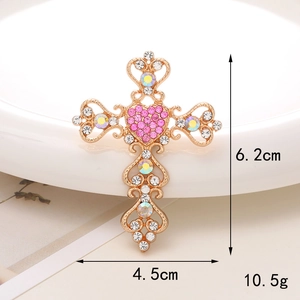 Golden cross charm with colorful rhinestones for jewelry and DIY shoe decoration