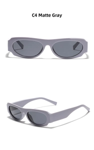 Macro detail of Y2K square thick frame sunglasses in solid grey with dark polarized lenses