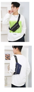 Detail of durable waterproof sports waist bag with adjustable buckle and zipper pocket