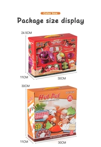 Kids play kitchen hot pot toy set with 88-95 pieces in colorful display boxes