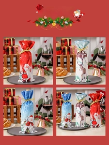 Copribottiglie di vino natalizi con motivi di Babbo Natale, pupazzo di neve e alce con coulisse