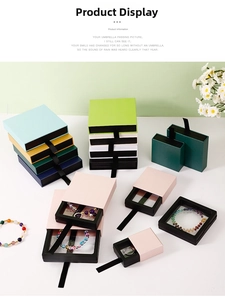 Multi-colored drawer jewelry boxes with PE film floating 3D display inserts
