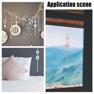 Handmade bohemian style crystal hanging ornament with woven tassels for home and car decor