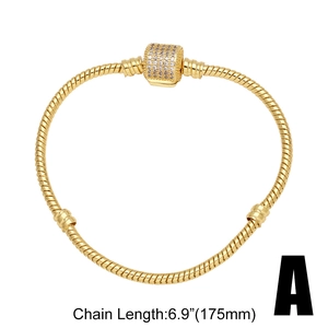Gold-plated 6.9-inch snake chain bracelet with sparkling pavé cubic zirconia clasp