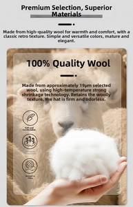 Macro shot of 100% natural wool texture showing 19um fine fibers for premium beret hats