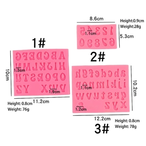 Pink silicone alphabet and number molds set for DIY chocolate and cake decoration