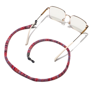Ethnic style eyewear strap with high-elastic colorful woven cord and non-slip rubber loops
