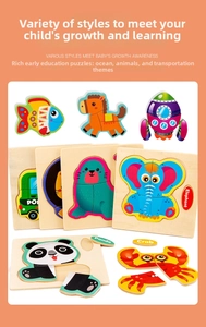 Detailed view of thick wooden puzzle pieces showing smooth rounded edges for toddler safety