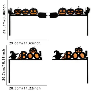Guide des tailles pour décorations d'Halloween montrant les dimensions en cm et pouces