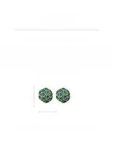 Detail view showing blue and green rhinestone mosaic geometric stud earrings for women
