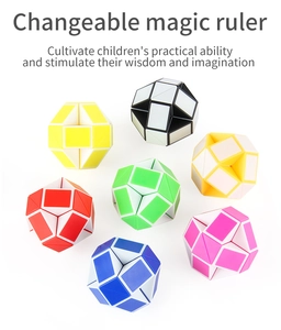 Detailed view of colorful 24-segment magic rulers folded into various geometric ball shapes