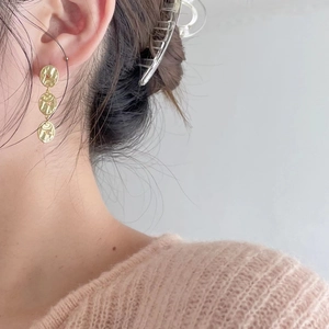 Elegant 925 sterling silver triple irregular hammered gold disc drop earrings for women