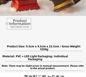 Macro view of Christmas lantern with warm LED light and decorative PVC snow scene