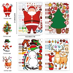Christmas DIY stickers set with Santa, reindeer and snowman designs and size details