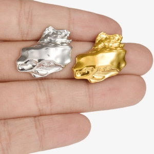 Minimalist 18K gold and silver chunky irregular earrings in 304 stainless steel