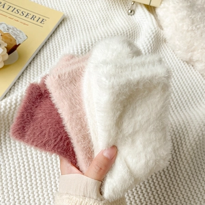 Women Thickened Acrylic Nylon Thermal House Socks Solid Color Sweet Winter Fuzzy Floor Socks Warm Breathable Sleep Socks