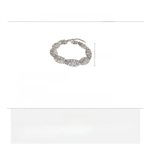 Detail view of rhinestone twisted choker with size specs and copper gold plating