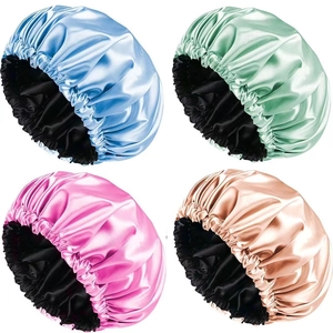 Satin Sleep Bonnet Double Layer Adjustable Hair Care Night Cap Smooth Satin Elastic Head Cover For Women