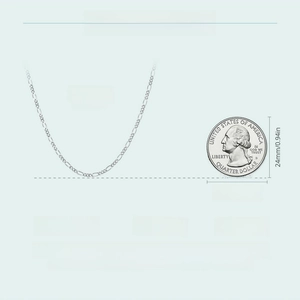Dettaglio della collana a catena Figaro in argento sterling S925 con moneta di scala