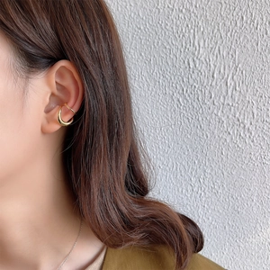 Minimalist double layer gold ear cuff earring for women in Korean S925 silver style