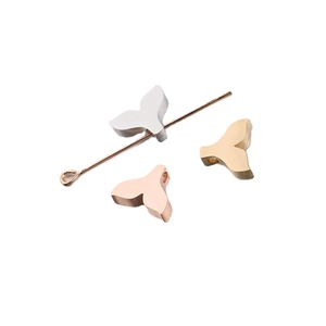 Polished titanium steel mermaid tail pendants in silver, gold, and rose gold for DIY jewelry