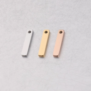 Polished silver, gold and rose gold stainless steel rectangle bar pendants with hole