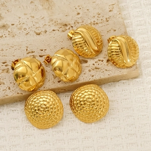 Boucles D Oreilles Géométriques Vintage Acier Inoxydable Plaqué Or 18K Imperméable Hypoallergénique Bijoux Pour Femmes