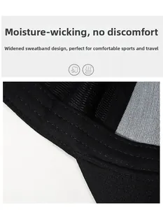 Detail of moisture-wicking sweatband inside a black quick-dry synthetic baseball cap