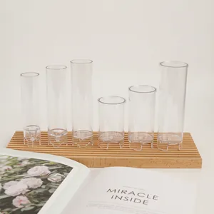 Set of 6 clear acrylic cylindrical candle molds in various sizes for DIY craft making