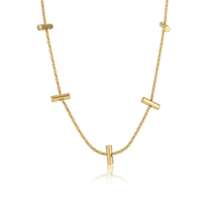 Collana minimalista in acciaio inossidabile dorato con eleganti ciondoli cilindrici