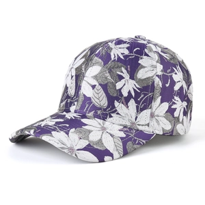 Floral Print Baseball Cap Polyester Breathable Adjustable Sun Hat For Women Outdoor Travel Fashion Peaked Cap